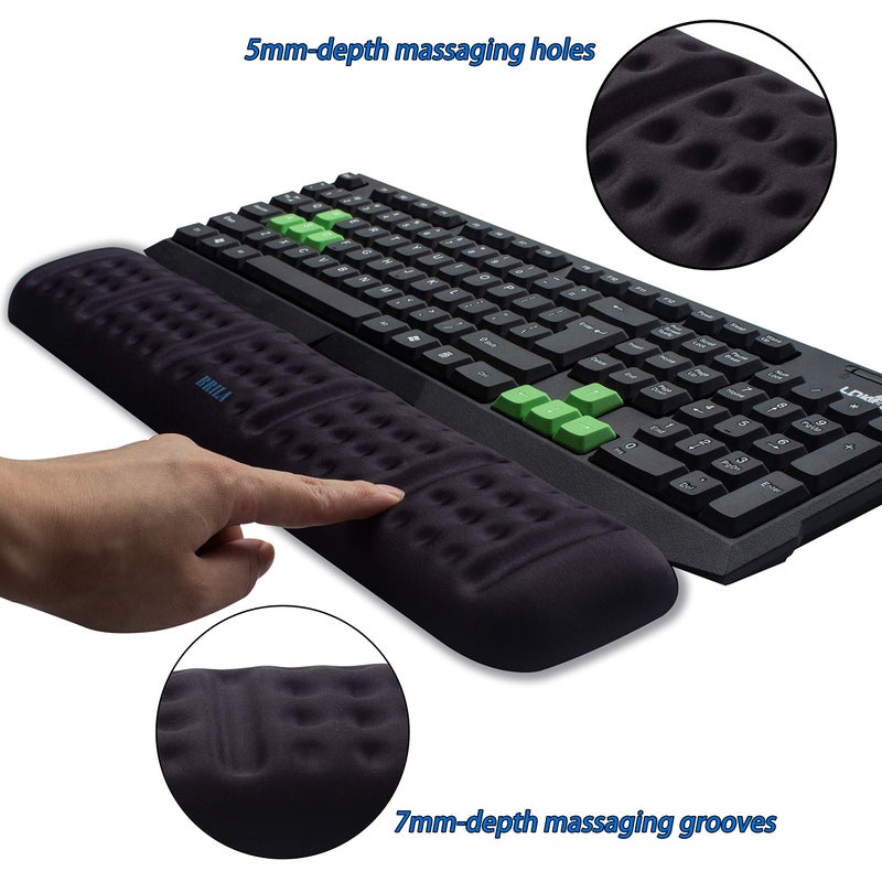 BRILA Upgraded Ergonomic Keyboard Wrist Rest Support Cushion Pad, Comfy Soft Memory Foam Gel Padding Non-Slip Large Keyboard Wrist Hand Elbow Palm Support Pad for Office Work & PC Gaming - Image 2
